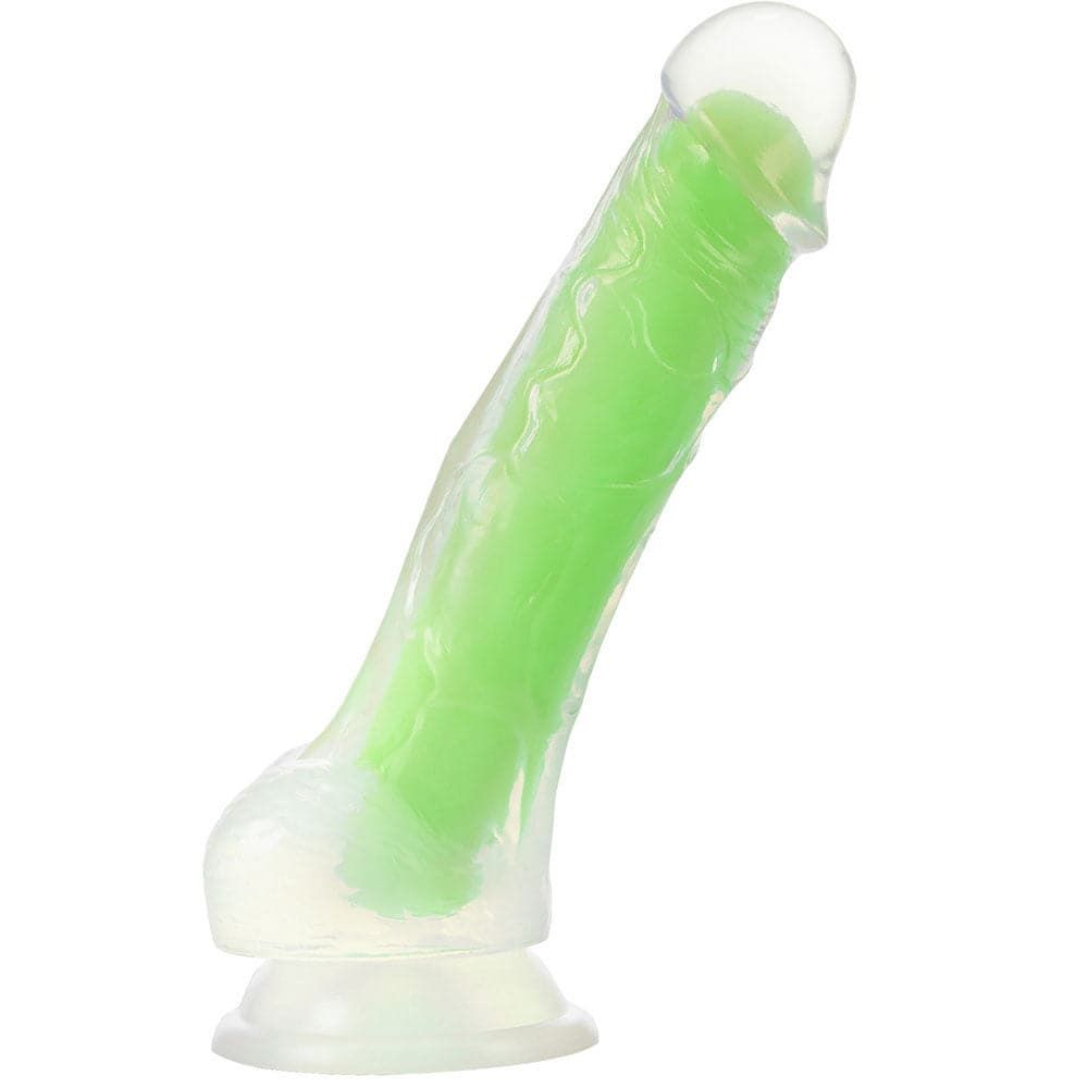 5.5&quot; Neo Elite Glow in the Dark Silicone Dual Density Dildo - Green