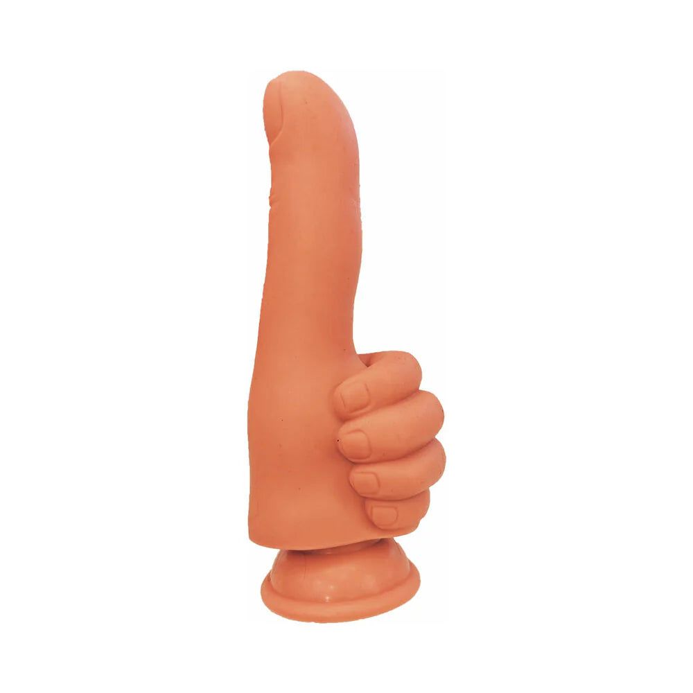 Finger Fest Silicone Dildo - 4.3&quot; Thumbs Up - Caramel