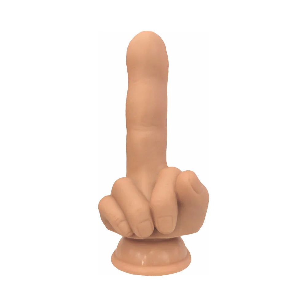 Finger Fest Silicone Dildo - 5.3&quot; Flip Off - Vanilla