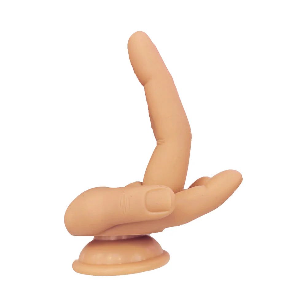 Finger Fest Silicone Dildo - 4.75&quot; Double Up - Vanilla