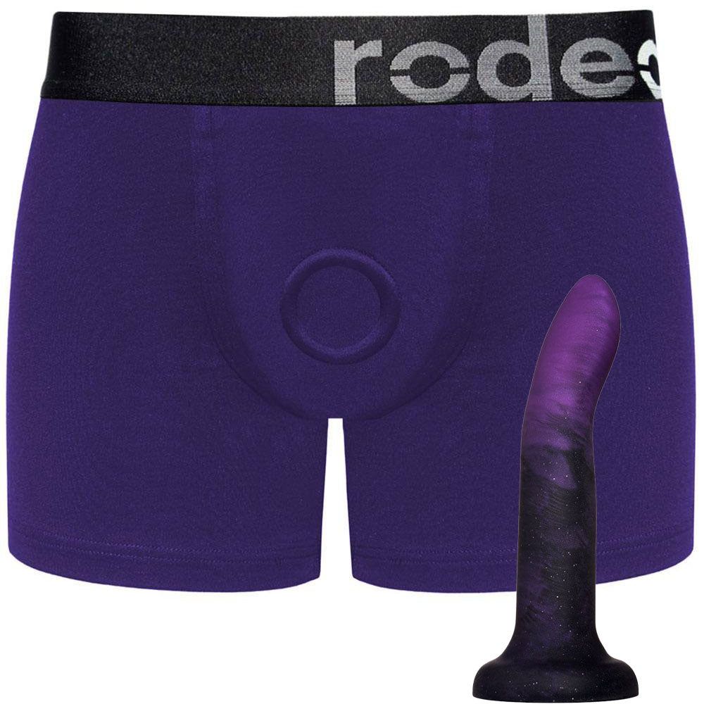Purple Boxer+ Harness &amp;  7&quot; Smoke Show Rory Silicone Dildo - Package Deal