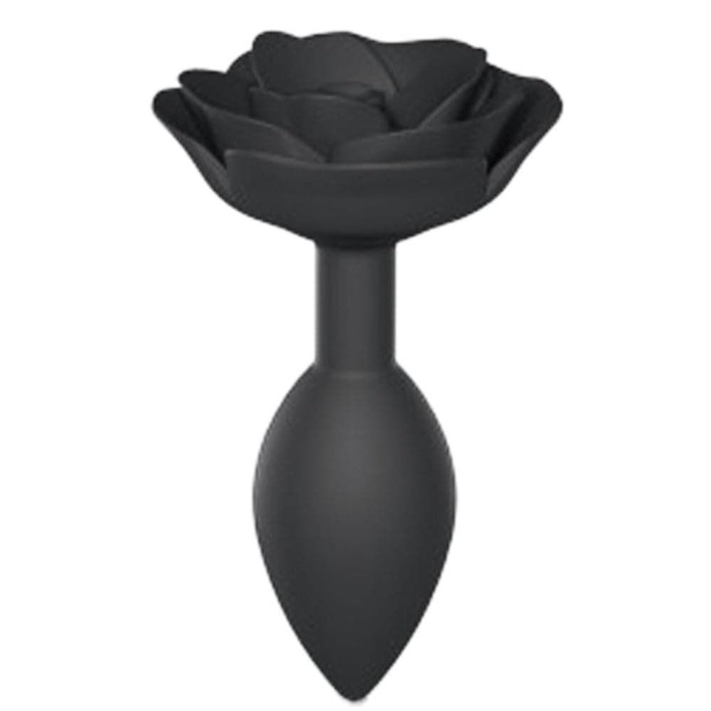 Lovely Planet Open Roses Silicone Anal Plug - Black Onyx - Large