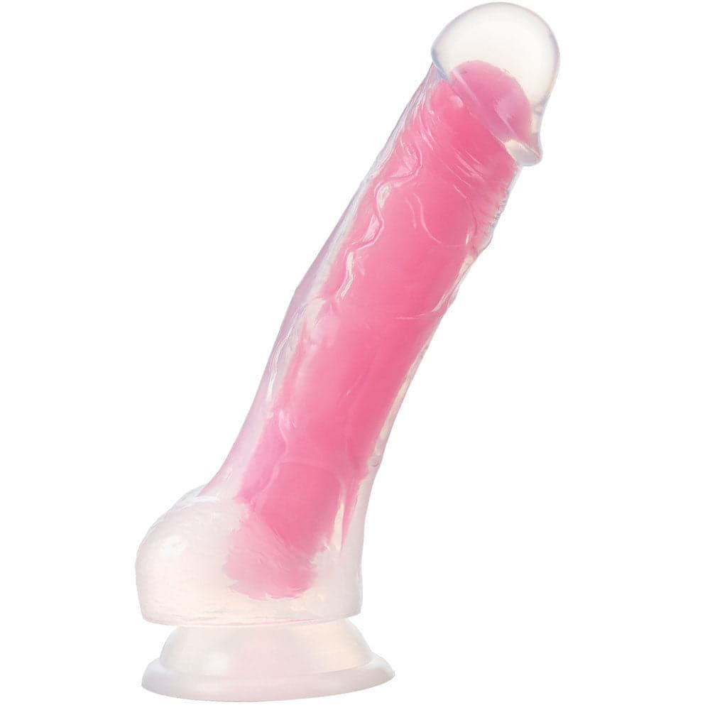 5.5&quot; Neo Elite Glow in the Dark Silicone Dual Density Dildo - Pink