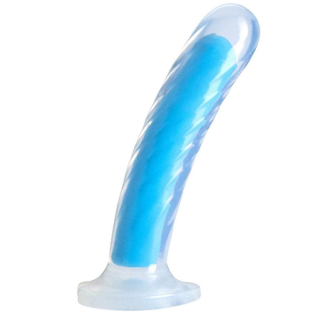 6&quot; Neo Elite Tao Glow in the Dark Silicone Dual Density Dildo - Blue