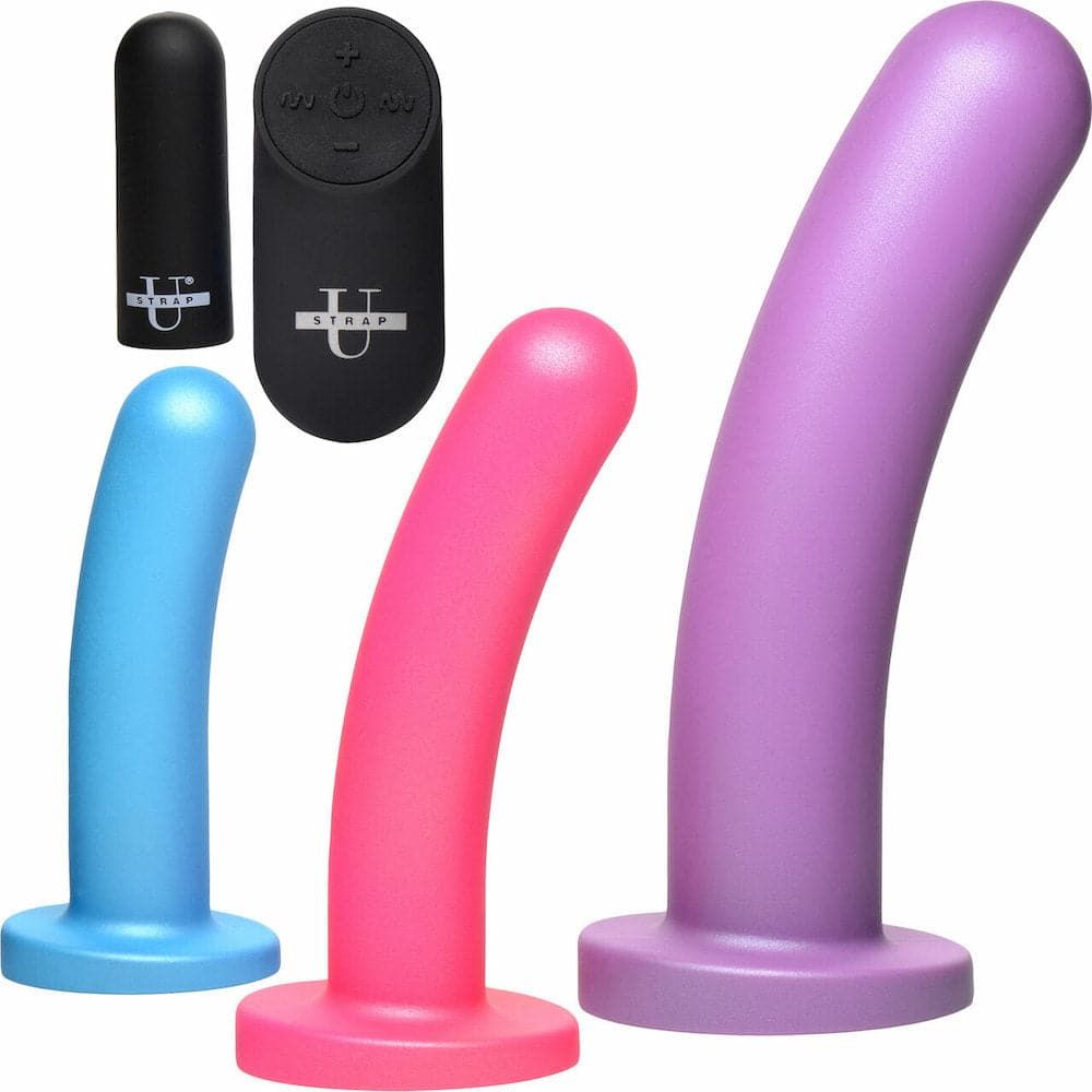 STRAP U - PEG 28X Vibrating Rechargeable 5 Pieces Silicone Dildo Set with Remote