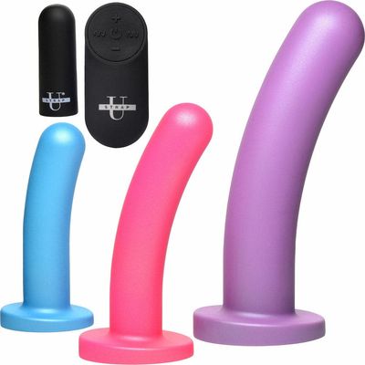 STRAP U - PEG 28X Vibrating Rechargeable 5 Pieces Silicone Dildo Set with Remote