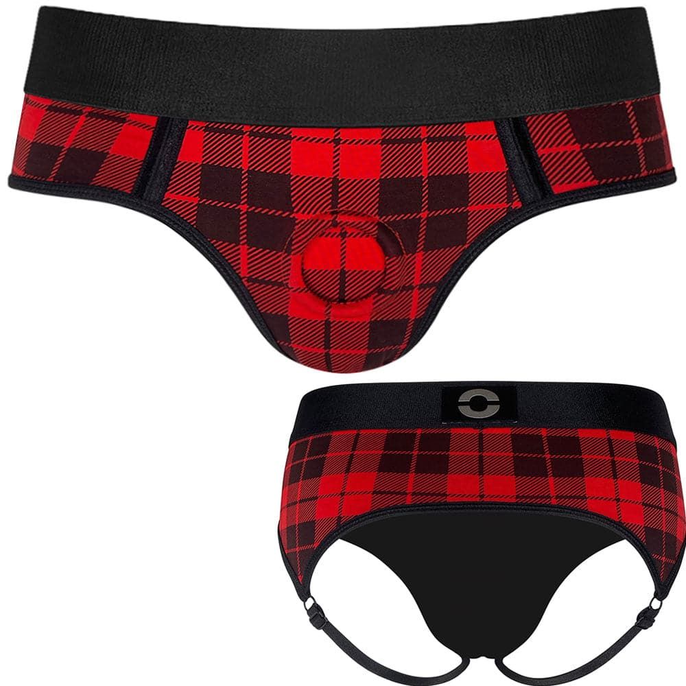 Petite Cheeky Panty+ Harness - Red Plaid