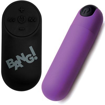 Bang! Vibrating Silicone Rechargeable Bullet - Remote Control - Purple