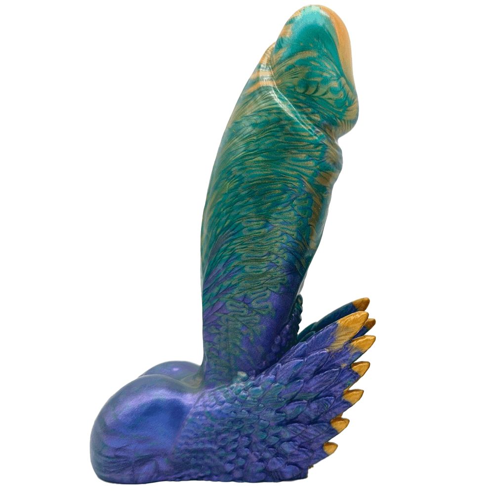 6.5&quot; Fascinus Winged Phallus - Silicone Dildo - OG Peacock II