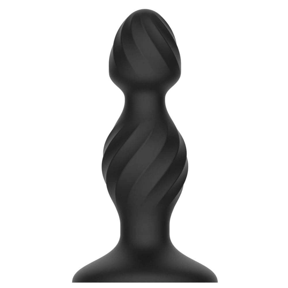 B-Plug Swirl Silicone Butt Plug - Double Bead - Black