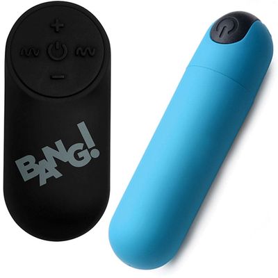 Bang! Vibrating Silicone Rechargeable Bullet - Remote Control - Blue