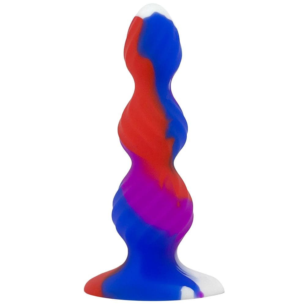 B-Plug Silicone Swirl Butt Plug - Triple Bead - Multi