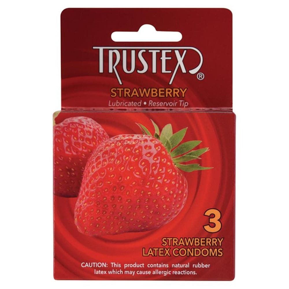 Trustex Lubricated Reservoir Tip Flavored Latex Condom Strawberry - 3-Pack