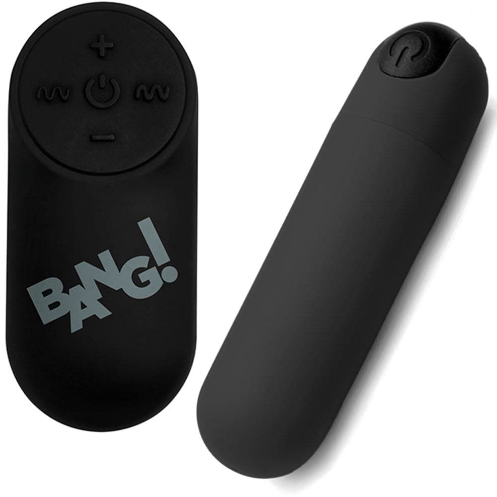 Bang! Vibrating Silicone Rechargeable Bullet - Remote Control - Black