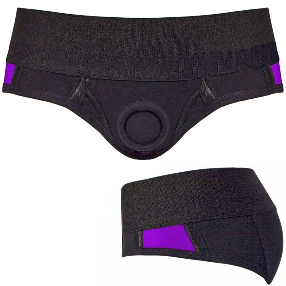 Brief+ Harness - Black &amp; Purple Stripe