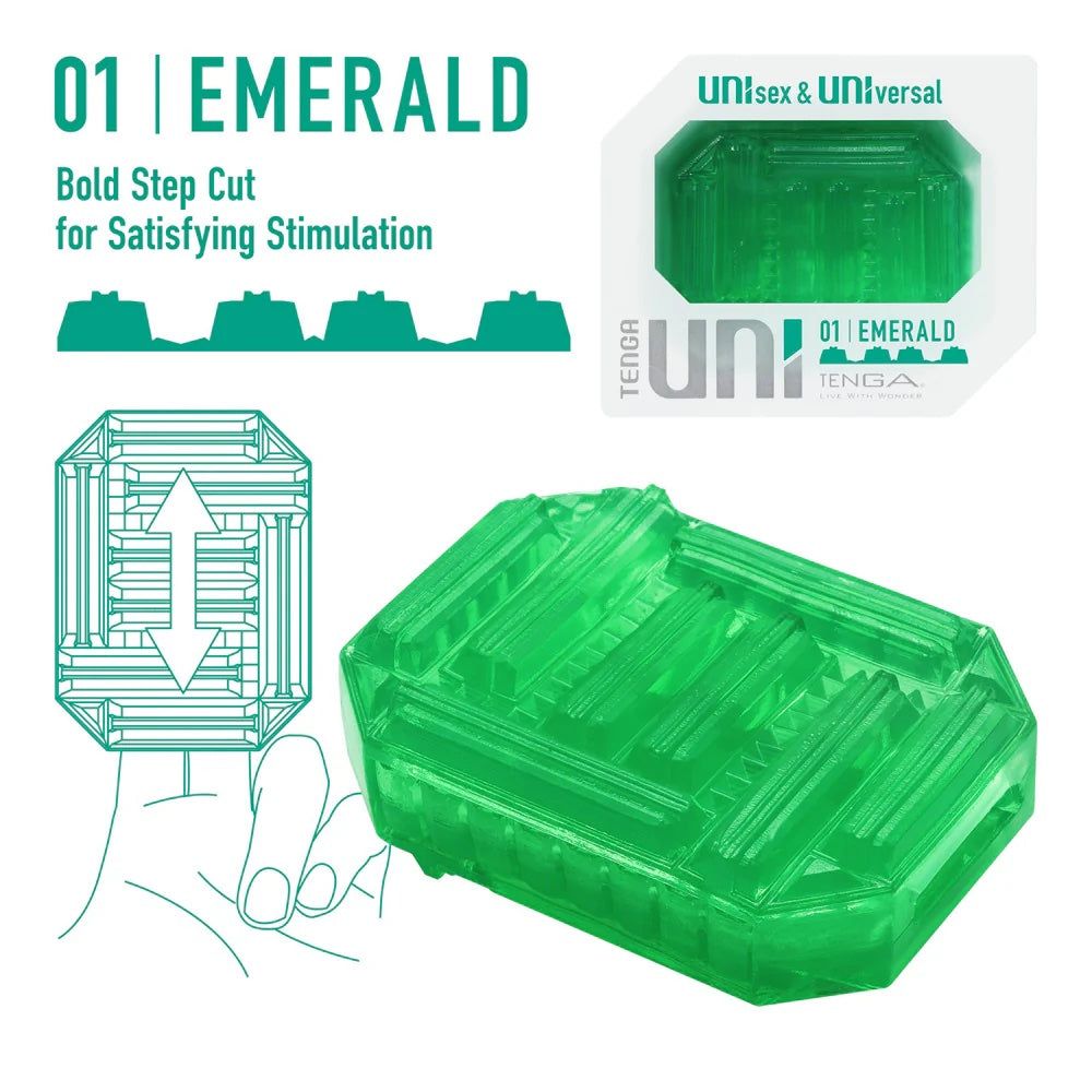 Tenga Uni - Textured Grinder &amp; Stroker Sleeve - Emerald