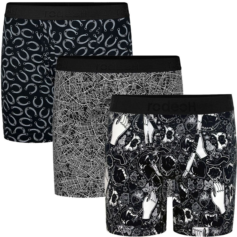 9&quot; Shift Boxer Underwear 3 Pack - Monochrome - Multipack