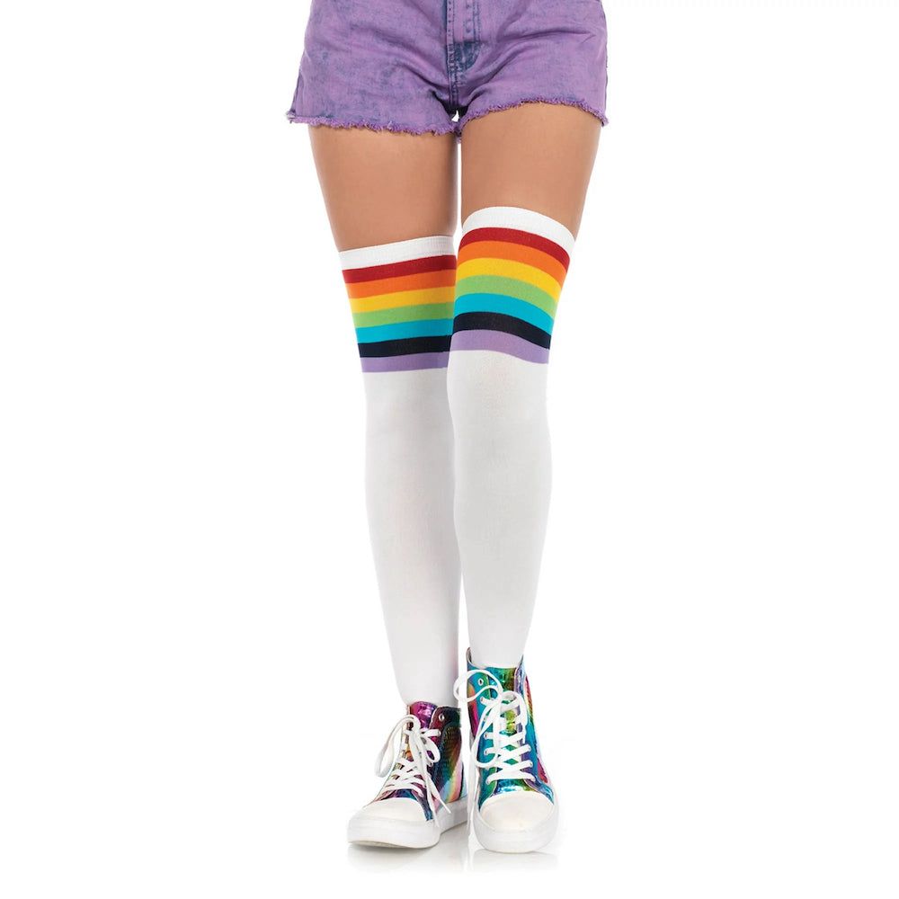 Over The Rainbow Thigh High Rainbow Stripe Socks