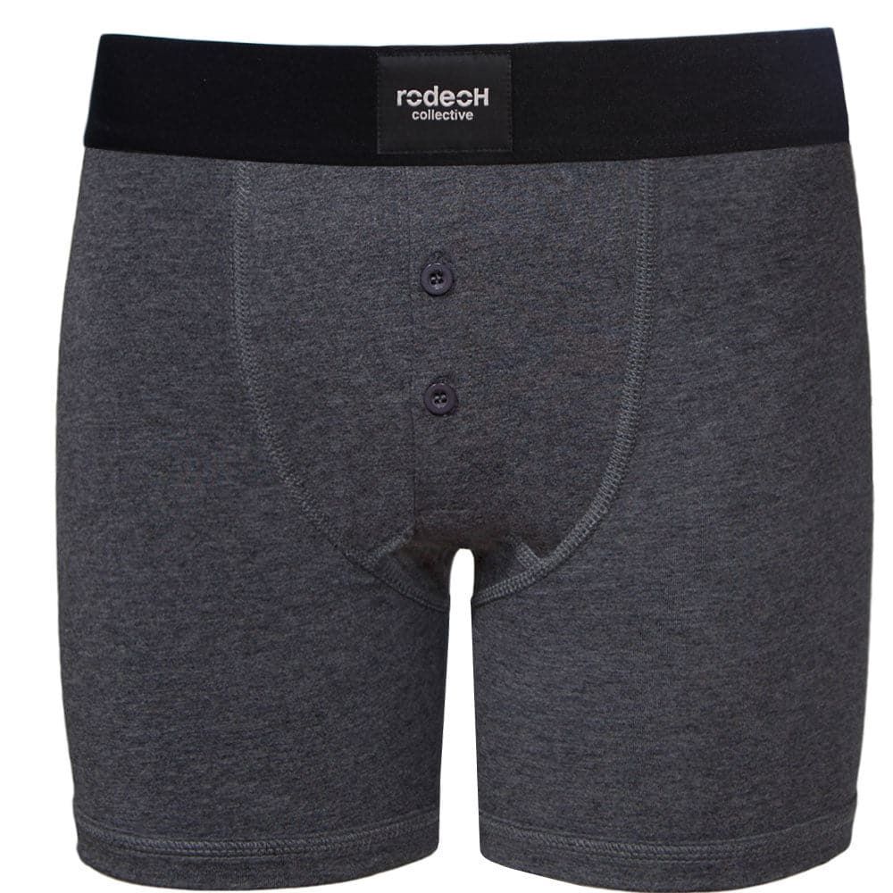 Button Fly Boxer Packing Underwear - Dark Gray Marle