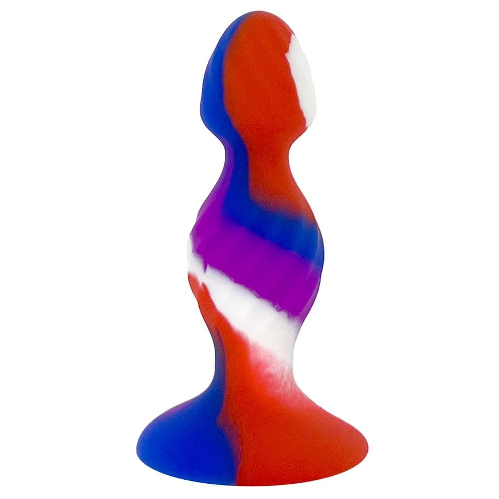 B-Plug Swirl Silicone Butt Plug - Double Bead - Multi