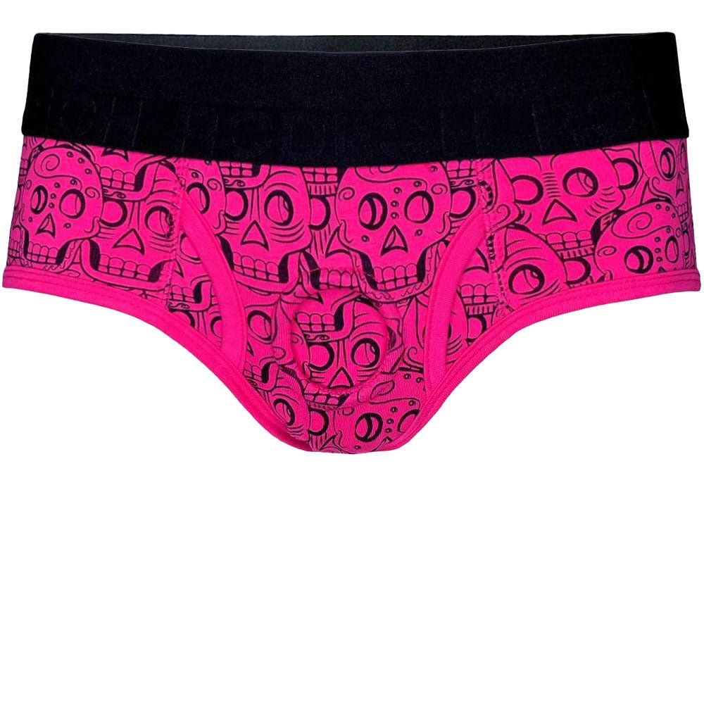 Brief+ Harness - Pink Skulls