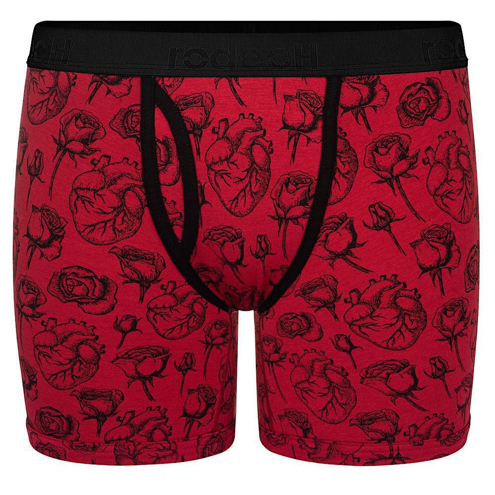 6&quot; Top Loading Boxer Packing Underwear - Hearts &amp; Roses Red