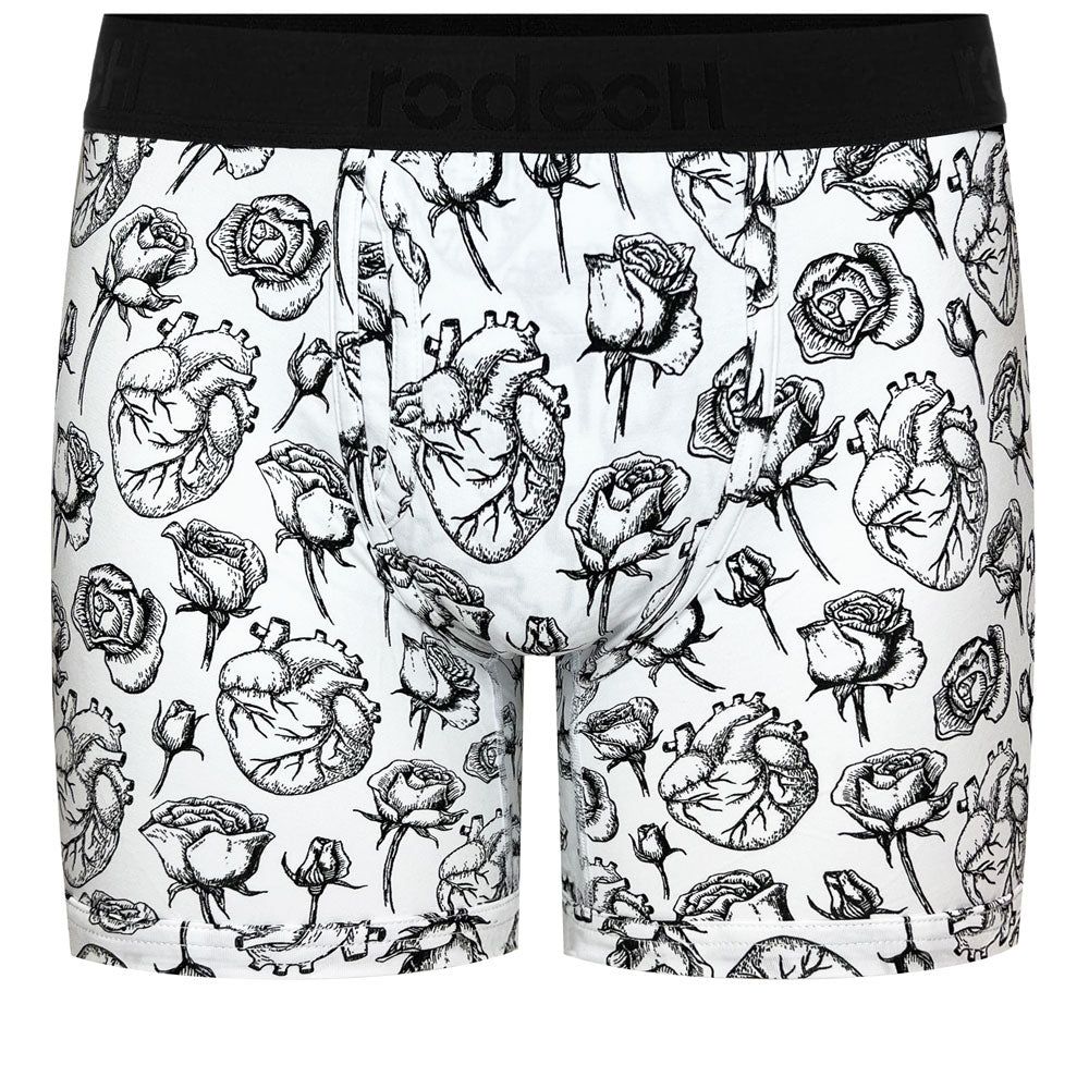 Shift 6&quot; Boxer Packer Underwear - Hearts &amp; Roses - White