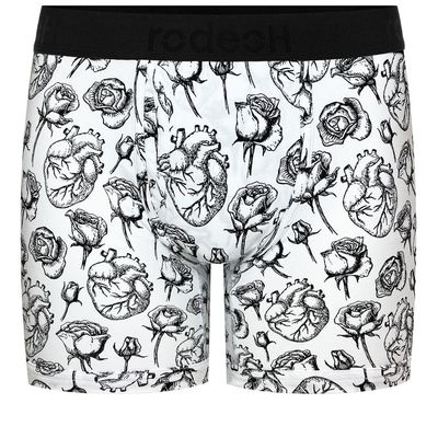 Shift 6&quot; Boxer  Underwear - Hearts &amp; Roses - White