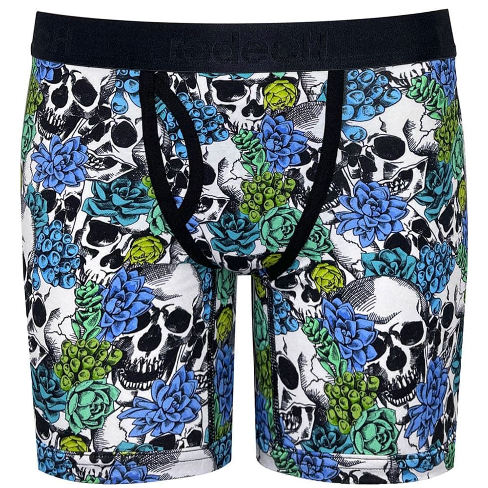 Shift 9&quot; Boxer Packer Underwear - Succulents Skulls White