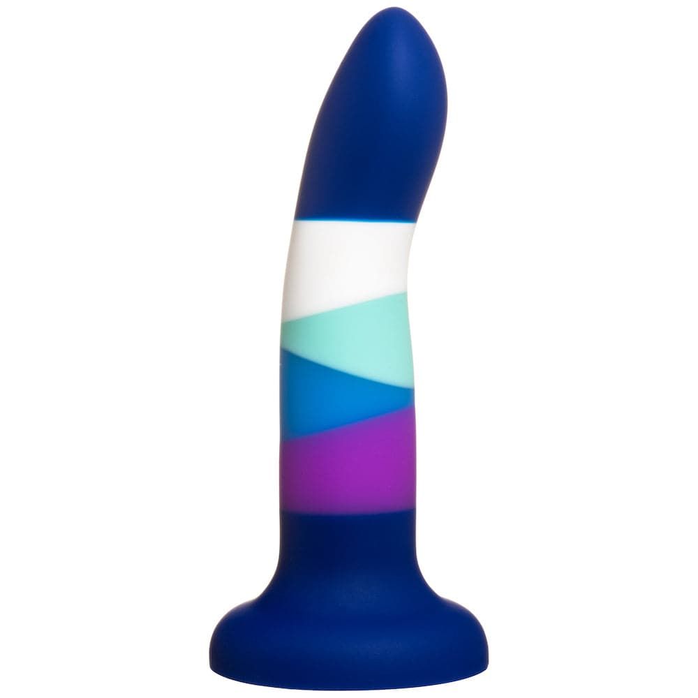 6&quot; Ribbon Striped Silicone Dildo - Blue