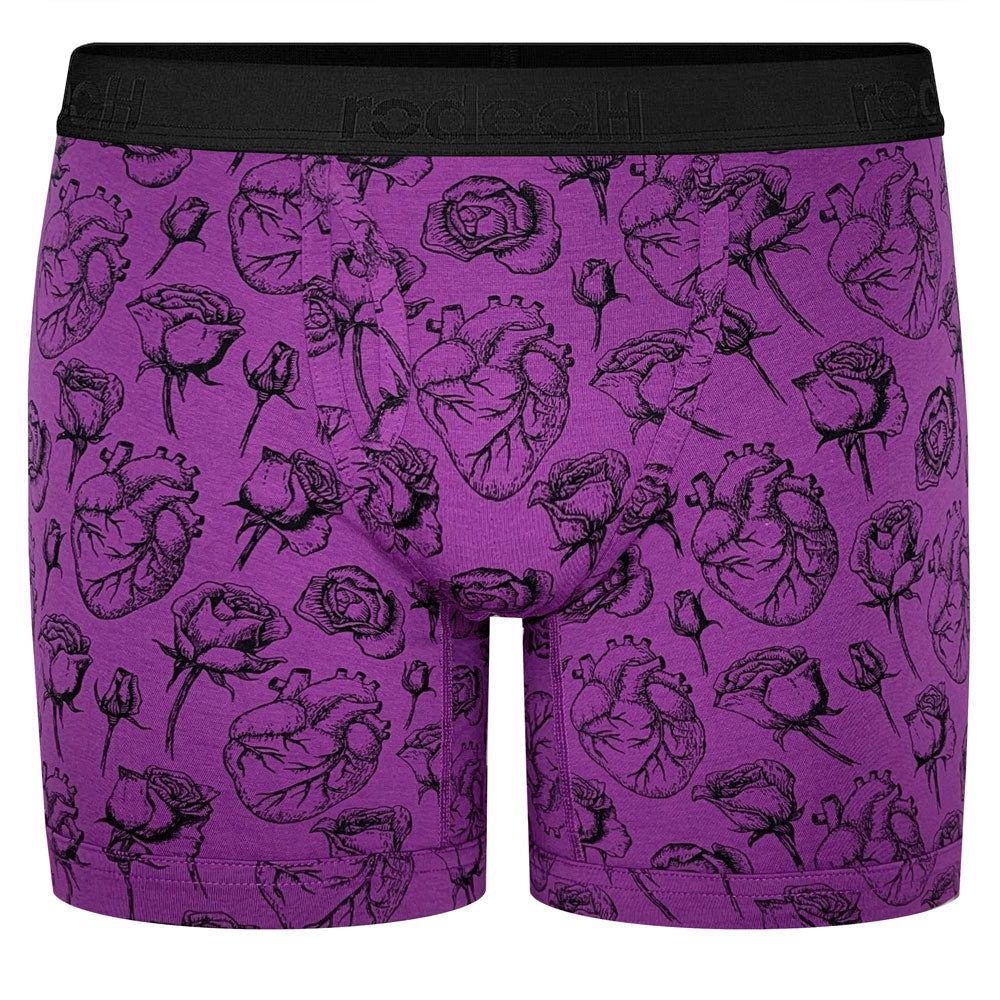 Shift 6&quot; Boxer  Underwear - Hearts &amp; Roses Purple