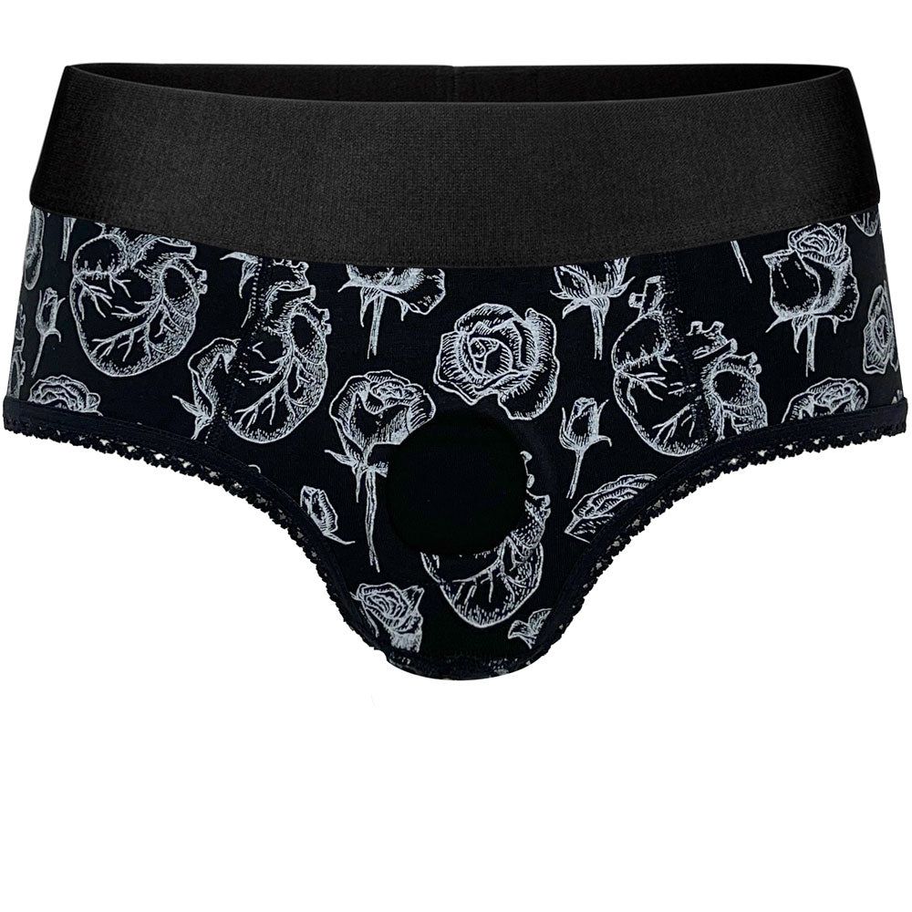 Crotchless Panty Harness - Hearts &amp; Roses