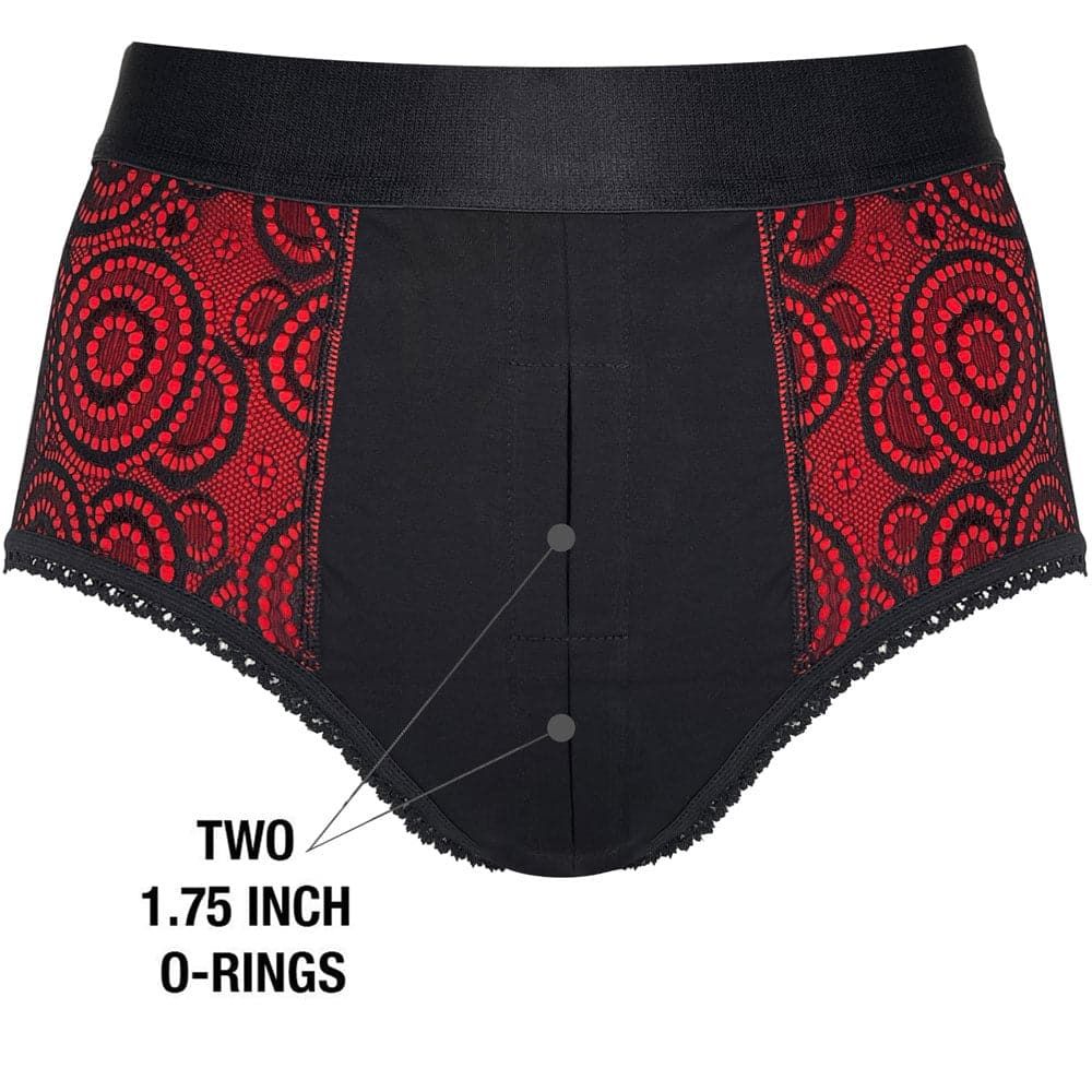 High Rise Panty Harness - Black &amp; Red