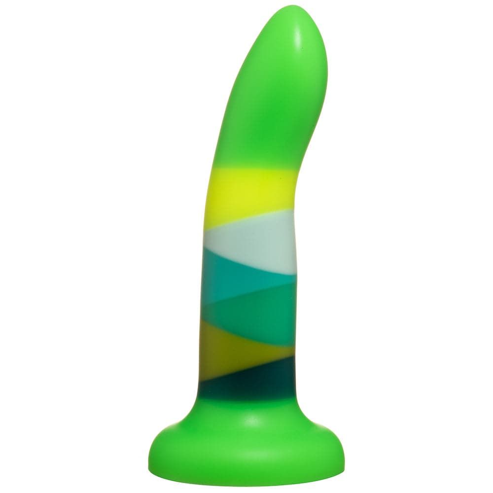 6&quot; Ribbon Striped Silicone Dildo - Green