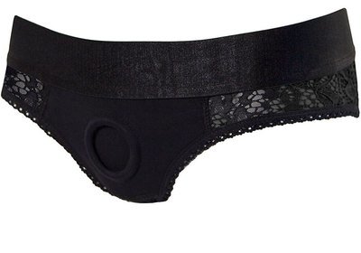 Low Rise Crotchless Panty Harness - Black - FINAL SALE