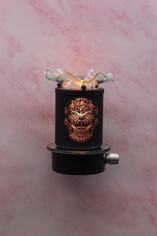 Sugar Skull Black Metal Plug in