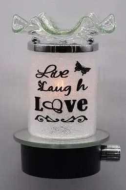 White sparkle live laugh love plug in oil burner