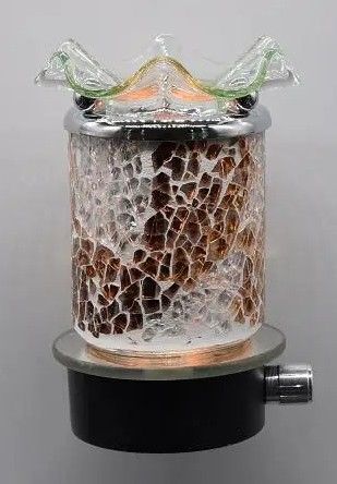 Gold and white crackle plug in oil burner