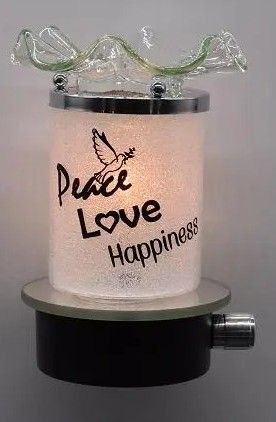 Peace love and happines white sparkle oil burner