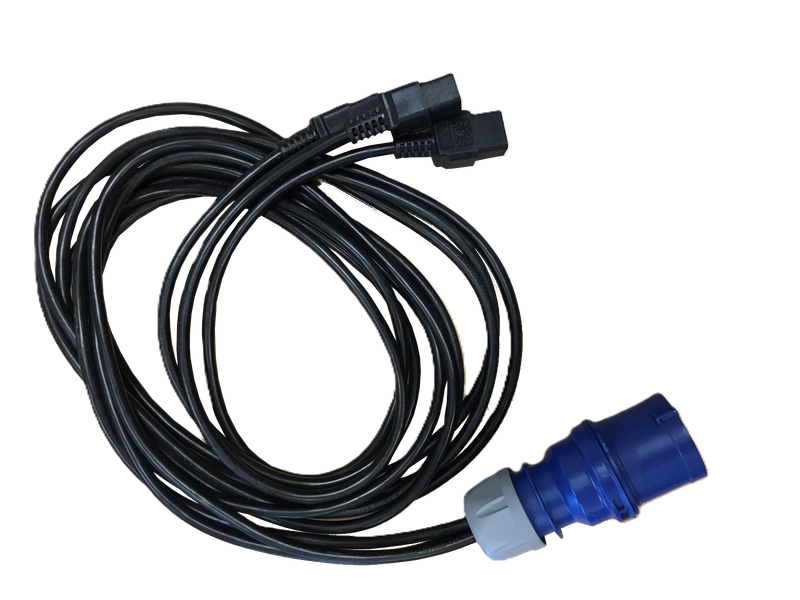 C32 blue commando plug to 3 x C19 cables 3m
