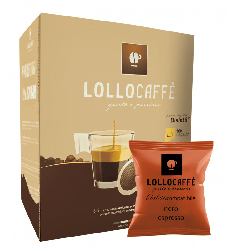 100 CAPSULE LOLLO CAFFE' MISCELA NERA COMPATIBILI BIALETTI 100 CAPSULE LOLLO CAFFE' MISCELA NERA COMPATIBILI BIALETTI