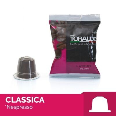 100 CAPSULE CAFFE' TORALDO CLASSICA COMPATIBILI NESPRESSO