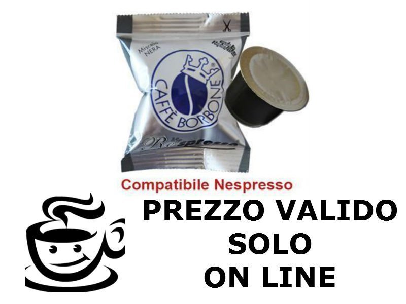 100 CAPSULE CAFFE' BORBONE  RESPRESSO MISCELA NERA COMPATIBILE NESPRESSO