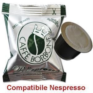 100 CAPSULE CAFFE' BORBONE RESPRESSO MISCELA DEK VERDE DECAFFEINATO COMPATIBILE NESPRESSO