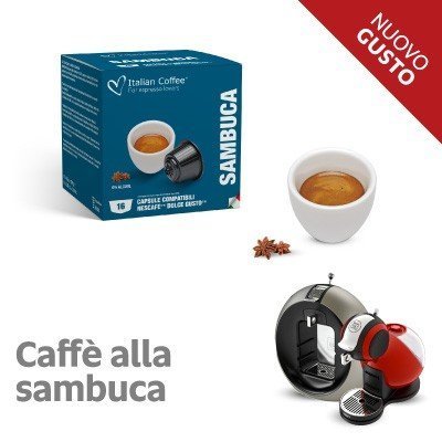 16 CAPSULE CAFFE' ALLA SAMBUCA COMPATIBILE NESCAFE DOLCE GUSTO
