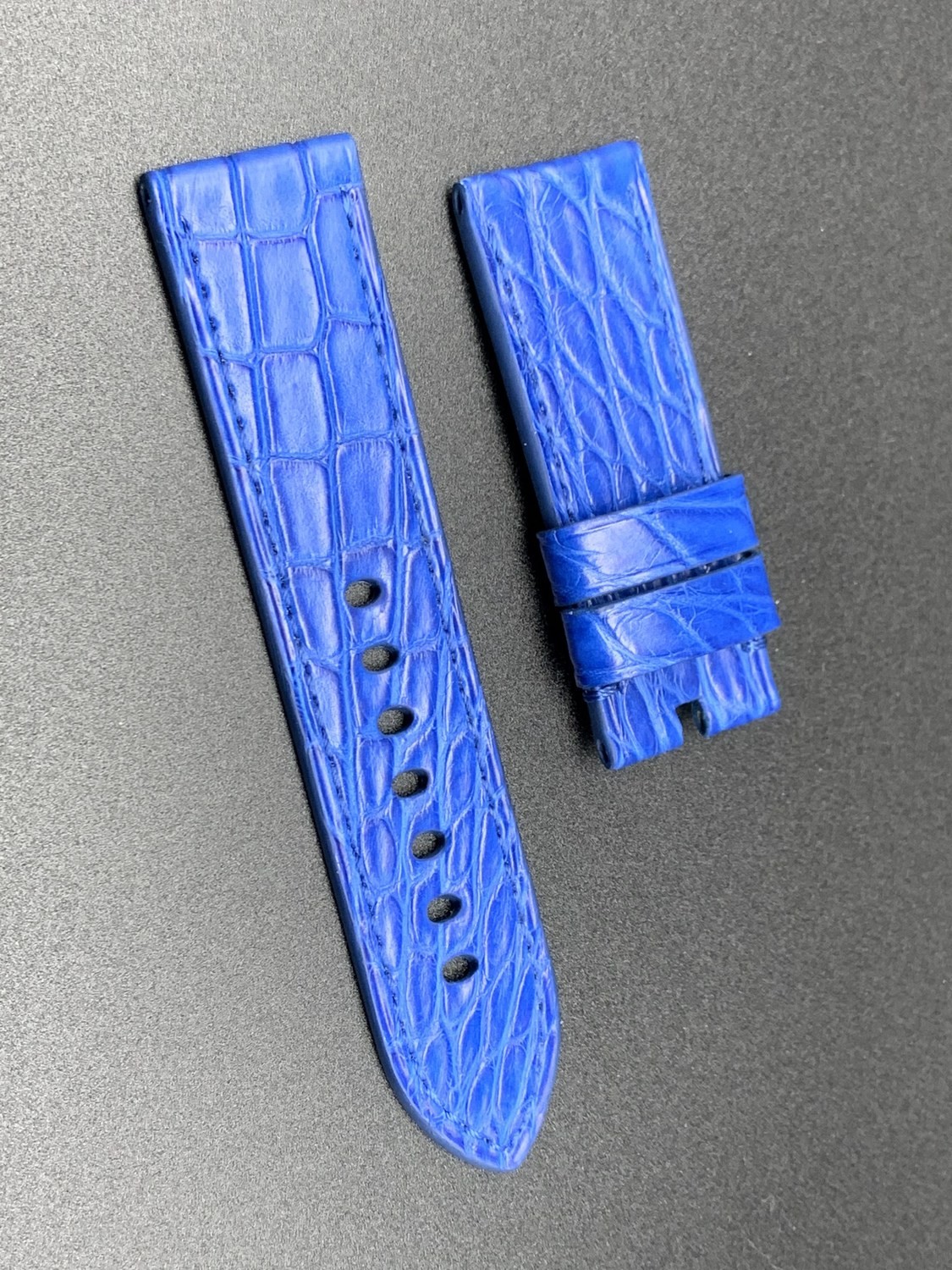 24mm strap blue crocodile handmade