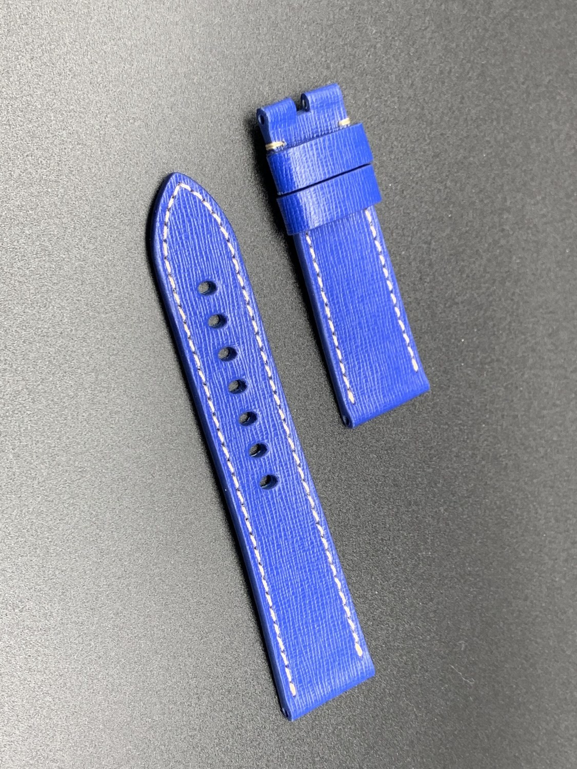 24mm strap blue saffiano handmade