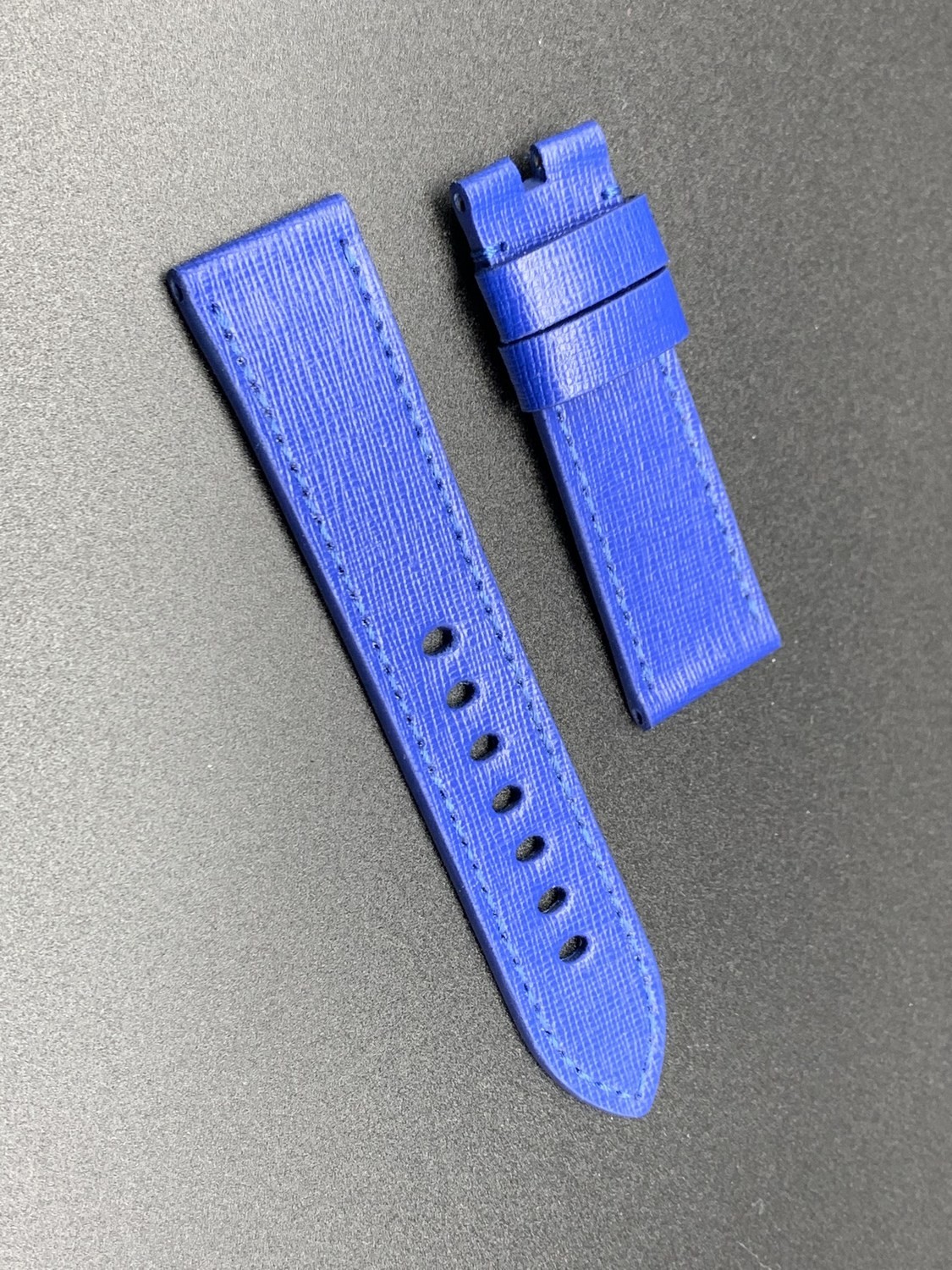 24mm strap total blue saffiano handmade