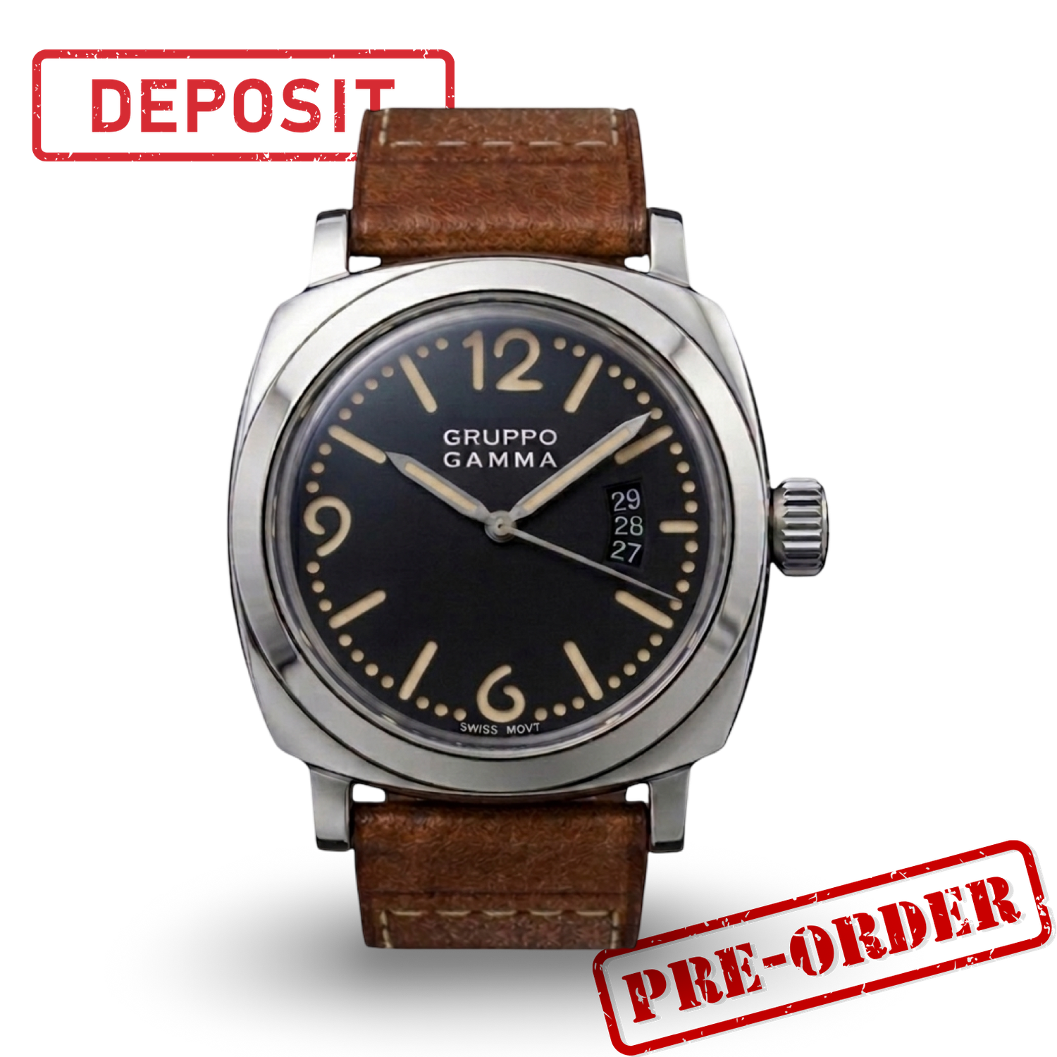 Gruppo Gamma Genesis GG-12 – Black Dial with Date – Preorder Deposit Gruppo Gamma Genesis GG-12 – Black Dial with Date – Preorder Deposit