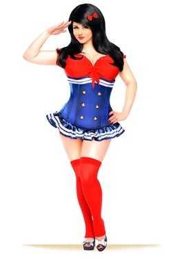 COSTUMES| Military| Royal Blue Pin-Up Underbust Corset COSTUMES| Military| Royal Blue Pin-Up Underbust Corset